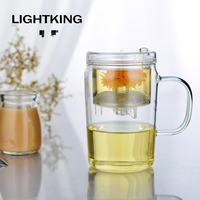 Tasse infuseur en verre borosilicate résistant à la chaleur avec bouton-poussoir, ensemble de brassage Gongfu pour café et thé