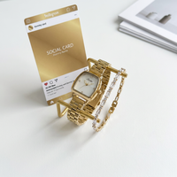 Montre à quartz pour femme Scottie 9906, boîtier carré, cadran en verre minéral, bracelet en acier inoxydable, mouvement à quartz, fermoir papillon, luxe