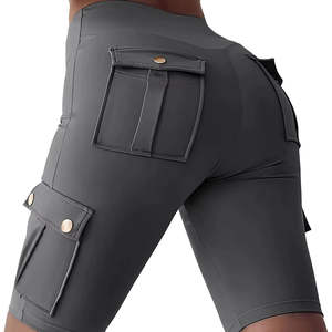 Shorts de yoga pour femmes à haute élasticité avec séchage rapide et couleur unie, pantalon de fitness de qualité supérieure avec poche cargo, logo personnalisé - Product Image 1