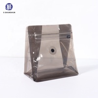 Sacs à café à fond plat personnalisés avec valve et fermeture éclair, imprimés en gravure couleur transparente, pour grains de café et aliments pour animaux de compagnie