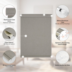 ستائر دوارة معتمة من ZHENPIN، قماش كتاني، ظلال للنوافذ، عزل حراري، حماية من الأشعة فوق البنفسجية، ظلال منسوجة مدمجة للاستخدام اليومي - Product Image 3