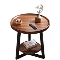 Table basse de salon compacte, table d'appoint de canapé, petite table à thé ronde pour balcon, table de chevet minimaliste avec rangement