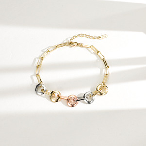 CM Jewelry Fashion Charm <strong>Gold</strong> Plated Three Color Fine Curb Chain Link <strong>Bracelet</strong> <strong>Pearl</strong> Cadenas De Oro Zircon <strong>Bracelet</strong> for Femee - Product Image 6