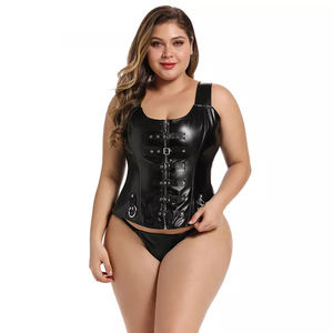 Corsé Reductor de Cintura Negro Sólido Talla Grande 5XL 6XL, Cinta Modeladora con Hebilla, Corsés y Bustiers, Lencería para Mujeres con Busto Grande - Product Image 1