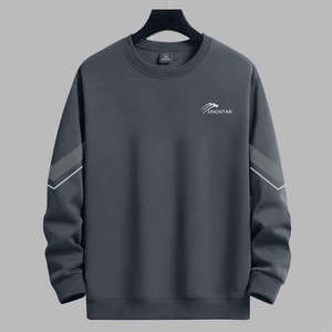 Felpe girocollo 2025 autunno inverno semplici felpe a righe sofisticate maniche lunghe colore nero grigio vestibilità regolare - Product Image 3