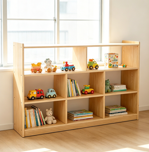 Mobiletto portaoggetti in legno per bambini, mobiletto angolare combinato per area gioco, giocattoli <span class=keywords><strong>Montessori</strong></span> - Product Image 4