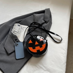 Graziosa borsa a tracolla a forma di zucca di Halloween con accento di teschio fantasma stile diabolico - Product Image 2