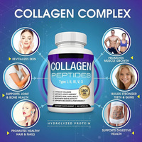 Comprimés de collagène multi-peptides types I, II, III, V, X, 1800 mg, favorisent la santé de la peau, des cheveux, des ongles, des articulations et la récupération.