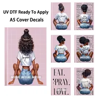 Nouvelles autocollants de transfert UV DTF imperméables à appliquer pour couvertures de carnets A5 avec citations positives pour femmes noires