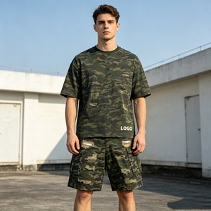Pantalones cortos para hombre con logo personalizado, pantalones cargo de camuflaje, pantalones cortos Bermuda de lona rasgados de cintura media para hombre, pantalones cortos casuales transpirables para hombre - Product Image 4