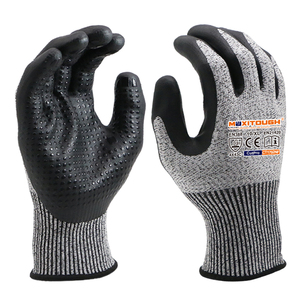 Guantes de Trabajo MaxiTough Negros Resistentes, Recubiertos de Nitrilo Espumado con Puntos, Antideslizantes en la Palma, Resistentes a Cortes, para Mecánicos y Almacenes - Product Image 1