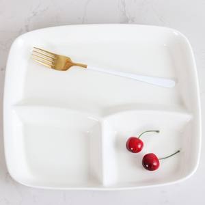 White Colorful Glazed Sections Divided Rectangle <strong>Ceramic</strong> Compartment Plates Dinner Serving <strong>Tray</strong> for Hotel Restaurant - Product Image 6