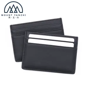 Wholesale Small Quantity Custom Logo Simple Top Quality Genuine Leather ID Credit Card Holder Wallet