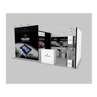 Stand d'exposition modulaire en aluminium en forme de L avec impression personnalisée pour salon professionnel, toile de fond pour exposition sur le thème de l'électronique et des jeux