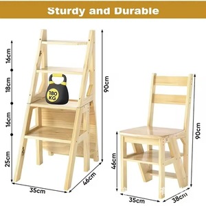 American-style furniture, convertible <b>ladder</b>, folding <b>ladder</b> chair, wooden <b>ladder</b>, stair chair, household <b>ladder</b>, 4-layer step - Product Image 4
