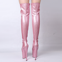 Sandales personnalisées à plateforme au-dessus du genou, à talon aiguille fin, avec protection, talons de soirée, semelles antidérapantes haute adhérence 20 cm pour pole dance
