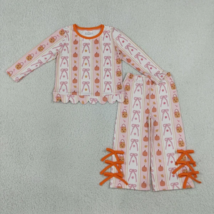 Ensemble pantalon à manches longues pour bébés filles, avec nœuds roses, vêtements d'automne - Product Image 4