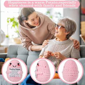 Cadeaux d'anniversaire amusants pour femmes : Pomme de terre positive en crochet faite à la main avec carte d'encouragement – Cadeau inspirant en forme de pomme de terre tricotée - Product Image 4