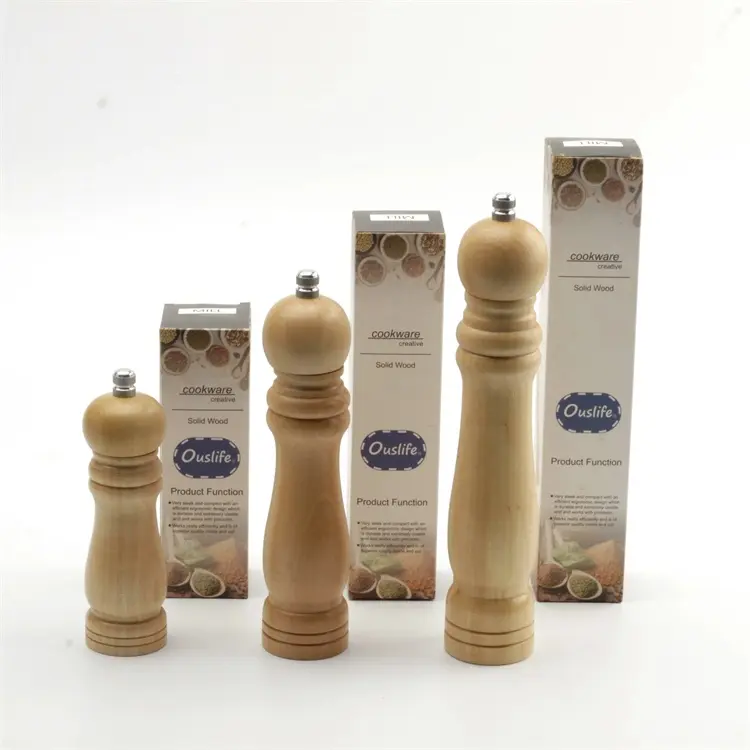 Nhà Máy Giá Rẻ Bán Buôn Handmade Của Nhãn Hiệu Gỗ Gia Vị Muối Shaker Pepper Grinder Mills