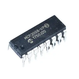 MCP3008 MCP3008-I/P 10 Bit Analog to Digital Converter 4, 8 Input 1 SAR DIP16 IC Chip Original and New