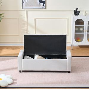 Panca contenitore da camera da letto 48 pollici, pouf imbottito in finto lino con braccioli per camera da letto, soggiorno, ingresso - Product Image 5