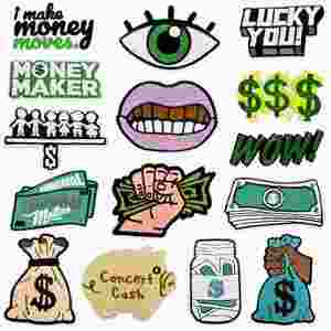 Patch brodé créatif thermocollant motif billet de banque dollar dessin animé pour vêtements - Product Image 1