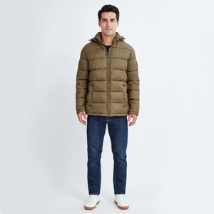 Chaqueta Acolchada de Lona de Alta Calidad para Hombre, Impermeable, con Cuello Alto, Impresión de Logotipo Personalizado, Servicio OEM para la Temporada de Invierno - Product Image 1