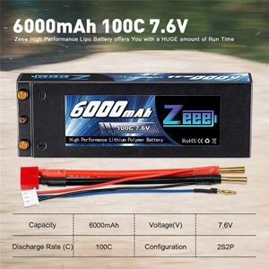 RC 1/8 1/10规模车辆汽车卡车船7.6V 100C 6000mAh 2s高压硬壳RC Lipo电池 - Product Image 5