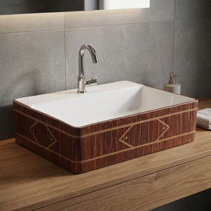 Vasque rectangulaire en céramique artisanale de style moderne ivoire, à poser sur comptoir, pour salle de bain, villa, hôpital - Product Image 5