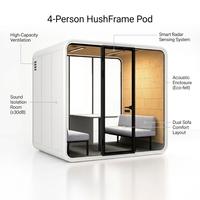 Grande cabine téléphonique acoustique pour bureau, pour 4 personnes, espace de discussion silencieux, avec double canapé, Radar