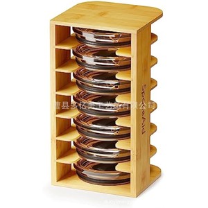 Tasse de bureau à 8 couches en bambou et bois et support de couvercle de récipient de nourriture avec le stockage scellé 12.5x11.5x23cm - Product Image 4