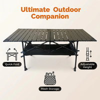 Table de camping pliable portable en alliage d'aluminium léger, pour pique-nique en extérieur, hauteur réglable, sac de rangement, mobilier d'extérieur