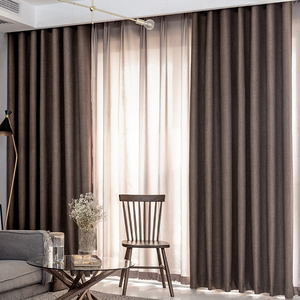 Marrone caffè grigio colore poliestere tessuto camera da letto lino tenda tessuto casa e Hotel 100% <span class=keywords><strong>tende</strong></span> oscuranti - Product Image 5