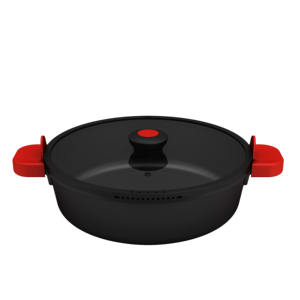 Poêle à frire profonde antiadhésive de 10/12 "avec deux poignées amovibles en silicone Marmite peu profonde Poêle sûre pour lave-vaisselle 2 en 1 - Product Image 3