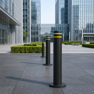 Poteau de signalisation fixe anti-collision noir de 168 mm, revêtu de peinture en poudre, barrière routière en acier robuste pour trottoir, usage communautaire et commercial - Product Image 5