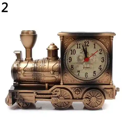 Açık araçları ev dekor karikatür lokomotif tren çalar saat antika motor tasarım masa masa dekoru çan ile kamp