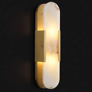 New Style Decoration <b>Wall</b> Sconce Brass Finishing Minimalist Long Strip Alabaster Marble <b>Wall</b> Lamp - Product Image 1
