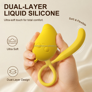 Vibrateur clitoridien et anal 2-en-1 en silicone, contrôle par application, détachable, stimulation par succion et léchage, combo mangue-banane - Product Image 2