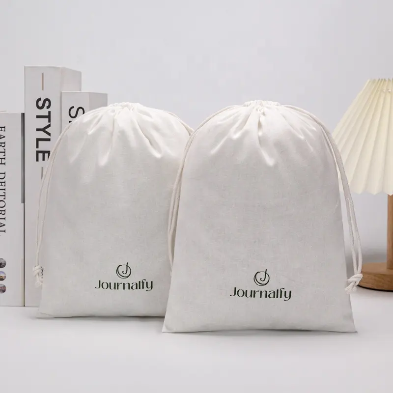 Eco Friendly Logo personalizzato bianco grande bianco 100% borsa in cotone per scarpe a doppia stringa sacchetto per abbigliamento sacchetto di polvere per camicie