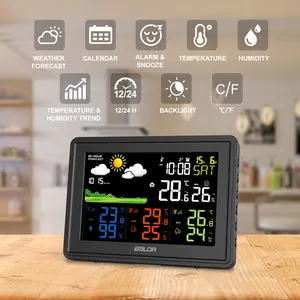 BALDR Digitale Wetter vorhersage station Heimgebrauch Thermometer Hygrometer Temperatur-und Feuchtigkeit überwachung Wanduhr mit 3 Sensoren