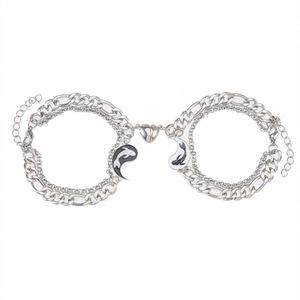 Bracelet de couple magnétique Yin Yang chinois pour hommes et femmes, ensemble de bracelets fins en acier inoxydable pour amoureux - Product Image 5