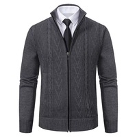 Cardigan d'hiver pour homme 100 % coton, anti-plis, à fermeture éclair, col montant, coupe ajustée, imprimé animal, respirant, séchage rapide, fin, devant zippé