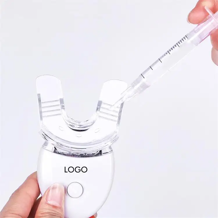 Professionele Tandheelkundige Bleken Prive Logo Met Led Licht 3Ml Whitening Gel Spuit Thuisgebruik Draadloze Tanden Whitening Kit