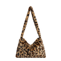 Sac à bandoulière en peluche à fleurs pour l'automne-hiver, sac fourre-tout en fourrure à porter à l'épaule, doublure en polyester, fermeture éclair, sac à main tendance pour femme