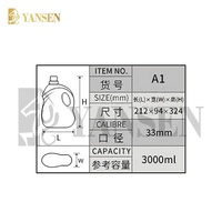 YANSEN 2021 Vente chaude Bouteille de détergent liquide en plastique HDPE de 3000 ml avec bouchon à vis 3L Détergent à vaisselle Détergent à lessive pour sérigraphie