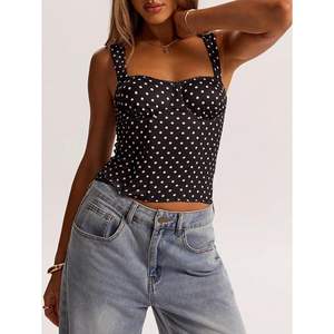 Haut Corset Y2K Personnalisé à Pois pour Femme, Bustier Sans Manches, Crop Top Moulant, Tenue de Soirée, Taille Cintrée, Tissu Tissé - Product Image 5