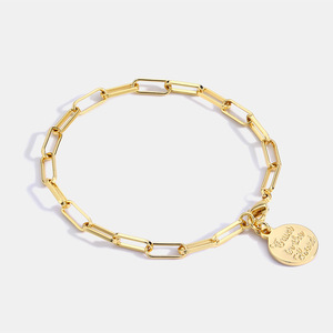 Pulsera con Moneda de los Deseos para Parejas, Cadena de Latón Chapada en Oro de 18K, Joyería Minimalista Personalizada, Regalo a Juego - Product Image 2