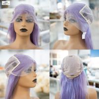 Perruques Lace Front en Cheveux Brésiliens Lisses Remy, Dentelle Transparente, Courtes, Toutes Couleurs, Teintables, Sans Colle, Cheveux de Bébé pour Base en Dentelle