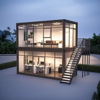 Mini maison chalet en conteneur de luxe personnalisée de 16 pieds Maison moderne mobile préfabriquée en acier léger Petite maison villa en paquet plat