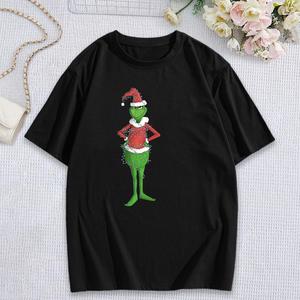 T-Shirt Estiva da <span class=keywords><strong>Donna</strong></span> di Alta Qualità con Stampa a Trasferimento Termico di Personaggi Natalizi - Product Image 3